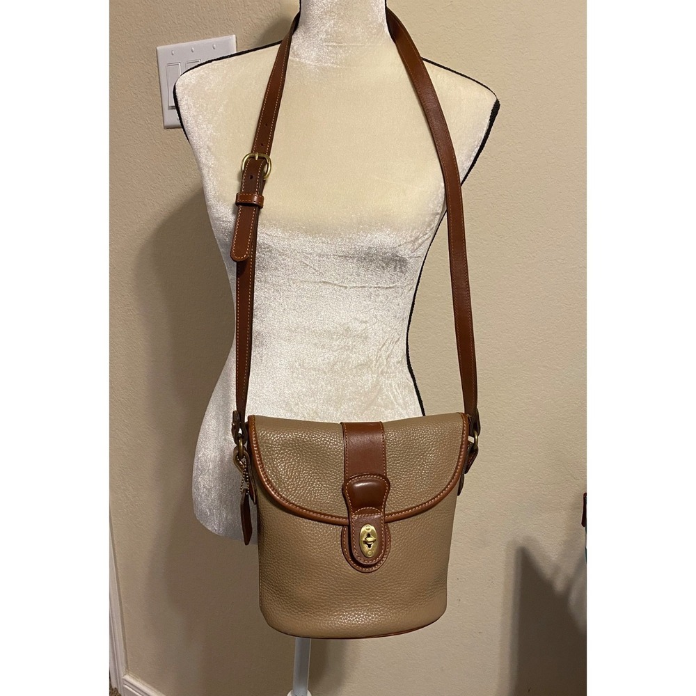 Coach Sheridan Stewart Bag Taupe Brown Leather Crossbody Vintage Pre‎ 1994